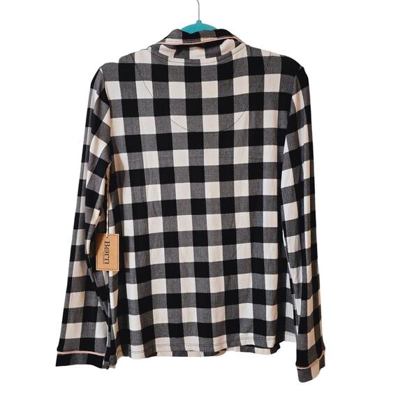 NWT Born Navy White Buffalo Check Button Up Sleeping Shirt Pajamas Size M Medium - Picture 6 of 11